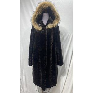 mink paws sections 7/8 coat w/ Fin Raccoon Trim hood (99125)